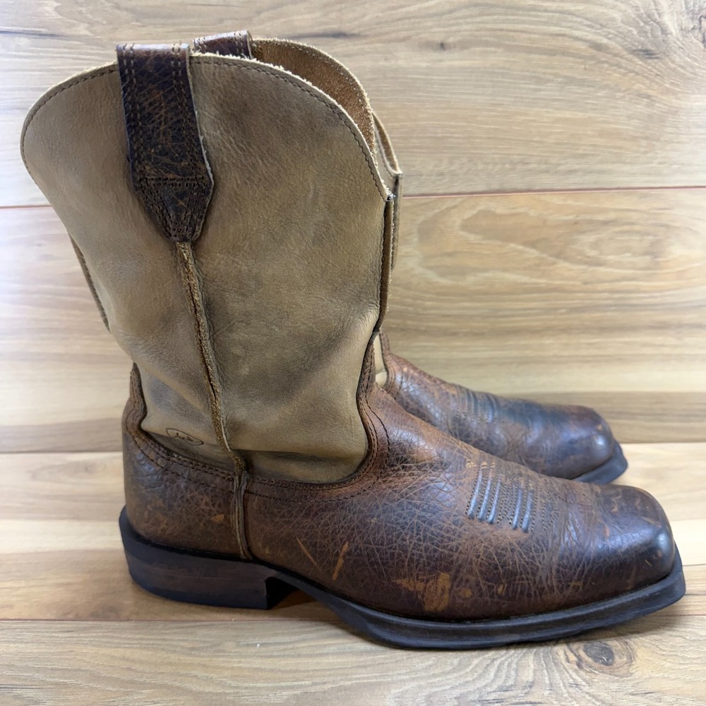 ARIAT Rambler Western Boots Square Toe 10 D Brown Leather Mid Calf Cowboy